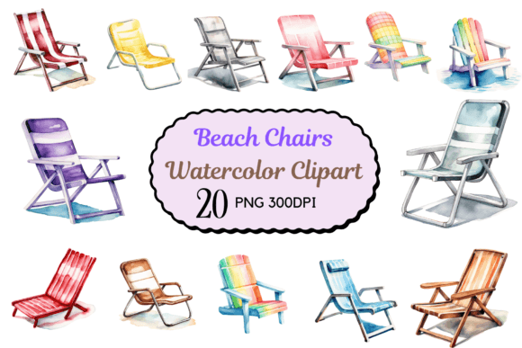 Colorful Beach Chairs Clipart for Crafts