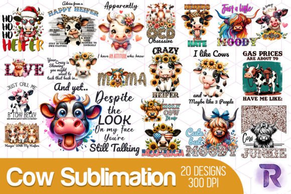 Cow Sublimation Bundle for Crafts & Blog Design