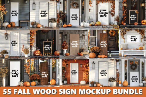 Fall Wood Sign Mockup Bundle for Seasonal Events