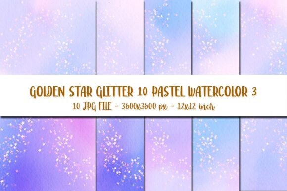 Gold Star Glitter Pastel Watercolor Backgrounds Review