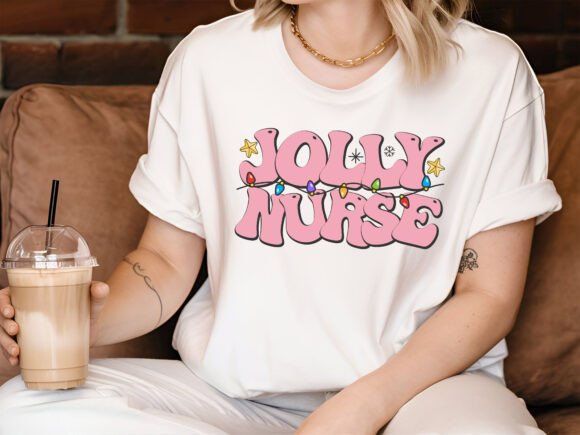 Jolly Nurse Pink Retro Christmas T-Shirt Designs