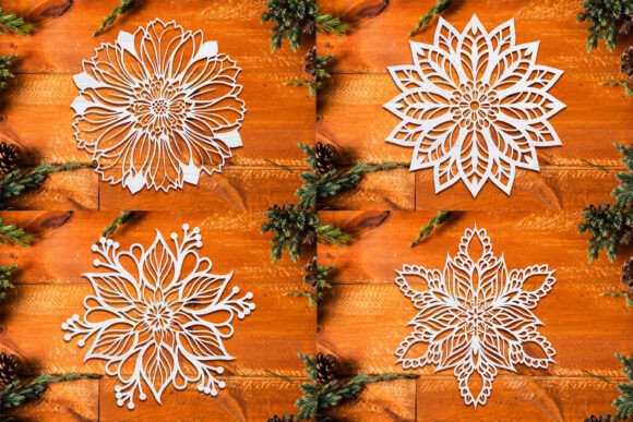 Laser Cut Christmas Flower SVG Bundle: Winter Amp