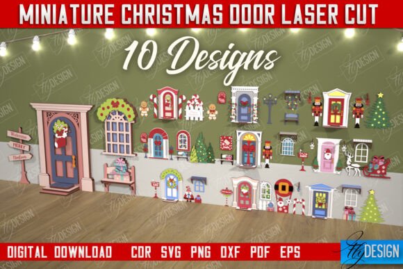 Miniature Christmas Doors Bundle CNC for Winter Amp