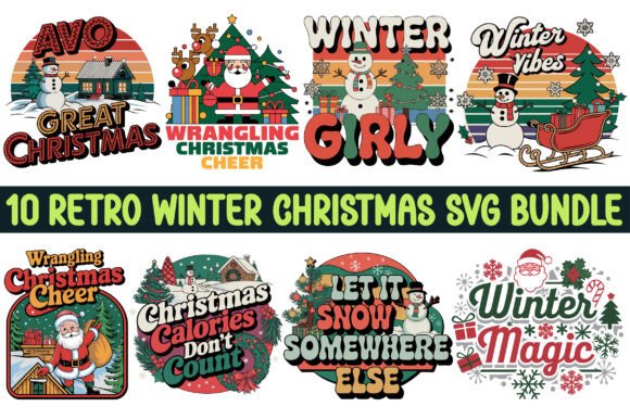 Retro Winter Christmas SVG Bundle for Crafts