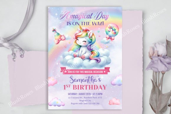 Reviewing the Cute Unicorn on a Cloud Birthday Invite