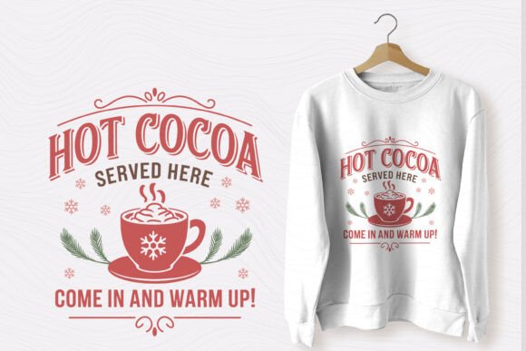Vintage Christmas Sign Hot Cocoa SVG for T-Shirt Designs