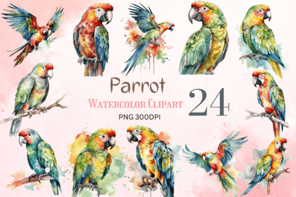 Watercolor Parrot Clipart: Vibrant Crafts
